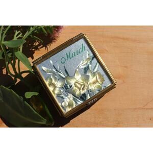 Handcrafted Brass and Glass Vintage "March" Jewelry Box